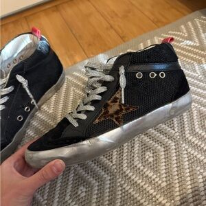 Golden Goose Black and Silver Midstar Sneakers
